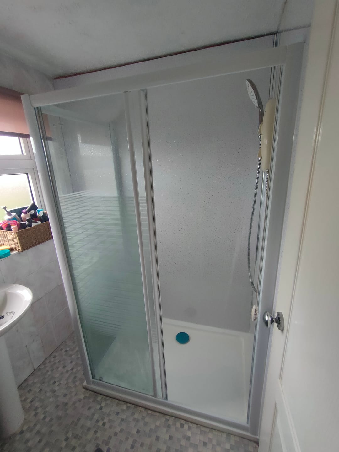 Customer photo review of Premium White Sparkle Gloss Shower Wall Panel – 1M x 2.4M