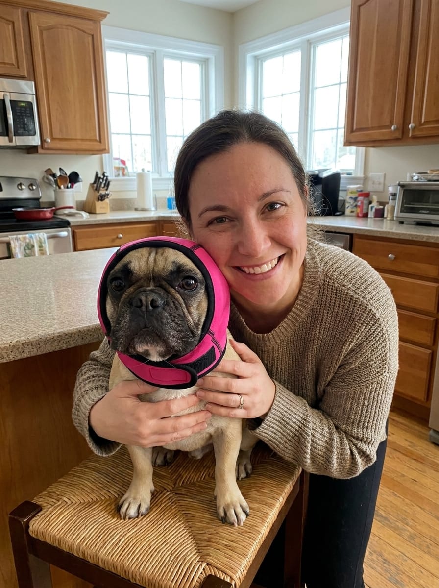 Customer photo review of Orejeras Calmantes para perros