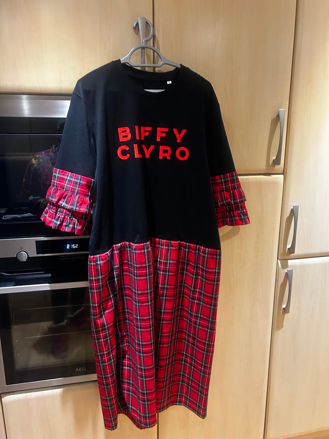 Customer photo review of Red and Black Tartan Cotton Fabric