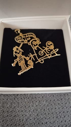 Customer photo review of Personalized Child Drawing Necklace or Keychain