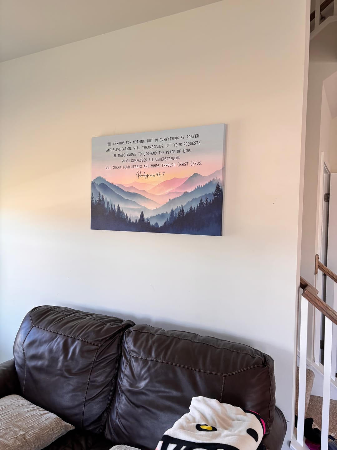 Customer photo review of Be Anxious for Nothing Philippians 4:6-7 Wall Art Canvas