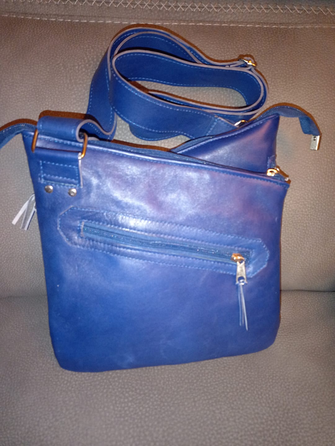 Customer photo review of Berry Blue Lamb Nappa, 2 oz