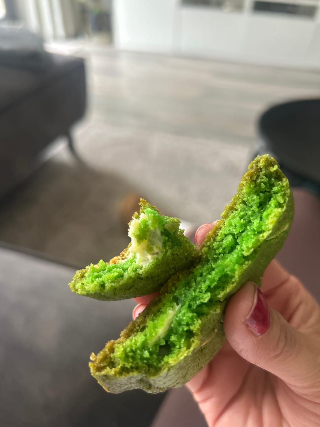 Customer photo review of Pandan White Choco Cookies