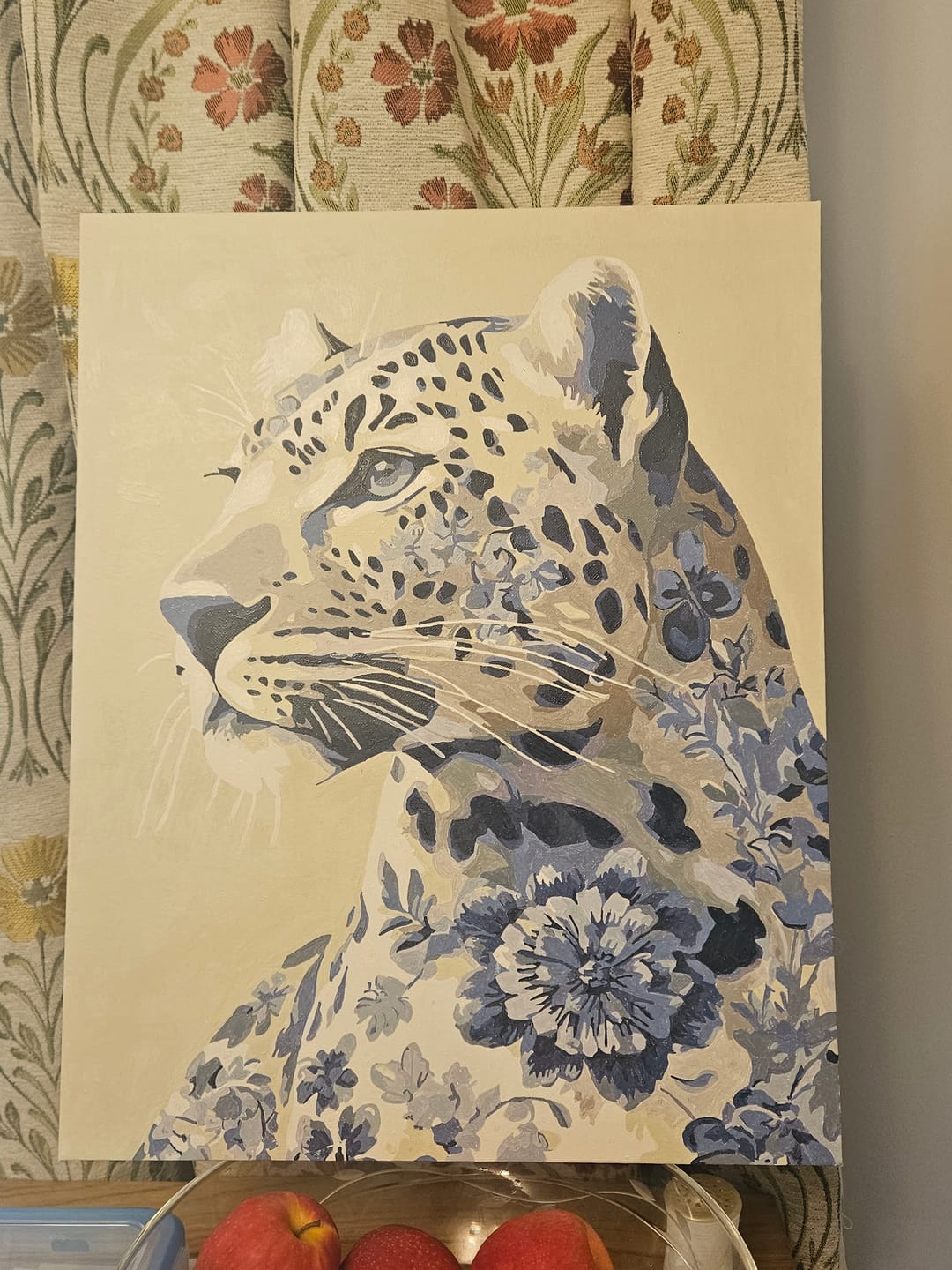 Customer photo review of Delft Blue Leopard | Paint by Number