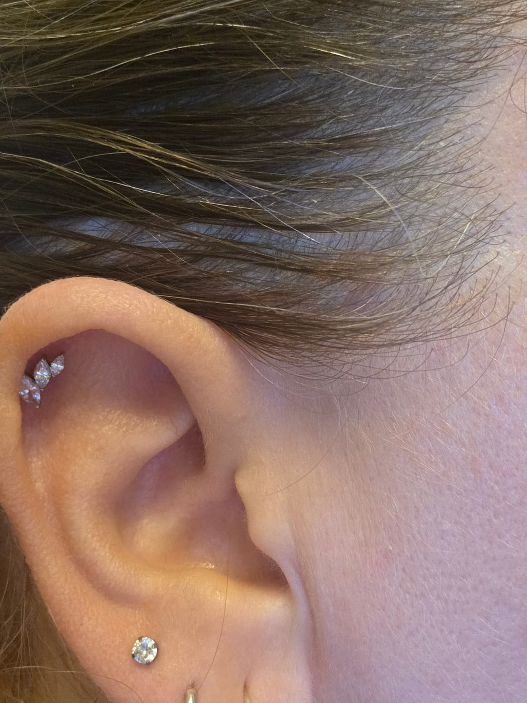 Customer photo review of Winged Crystal Flatback Stud Silver