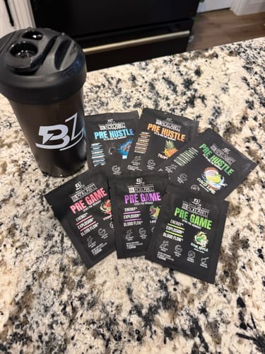 Customer photo review of PRE WORKOUT SAMPLES + SHAKER