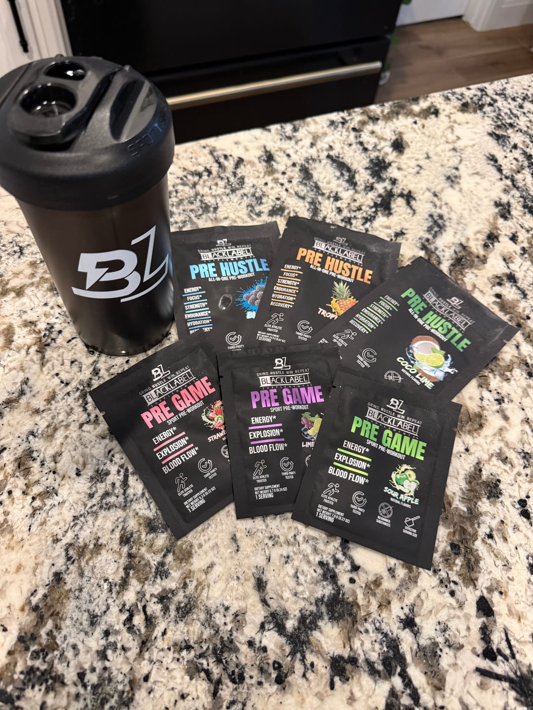 Customer photo review of PRE WORKOUT SAMPLES + SHAKER