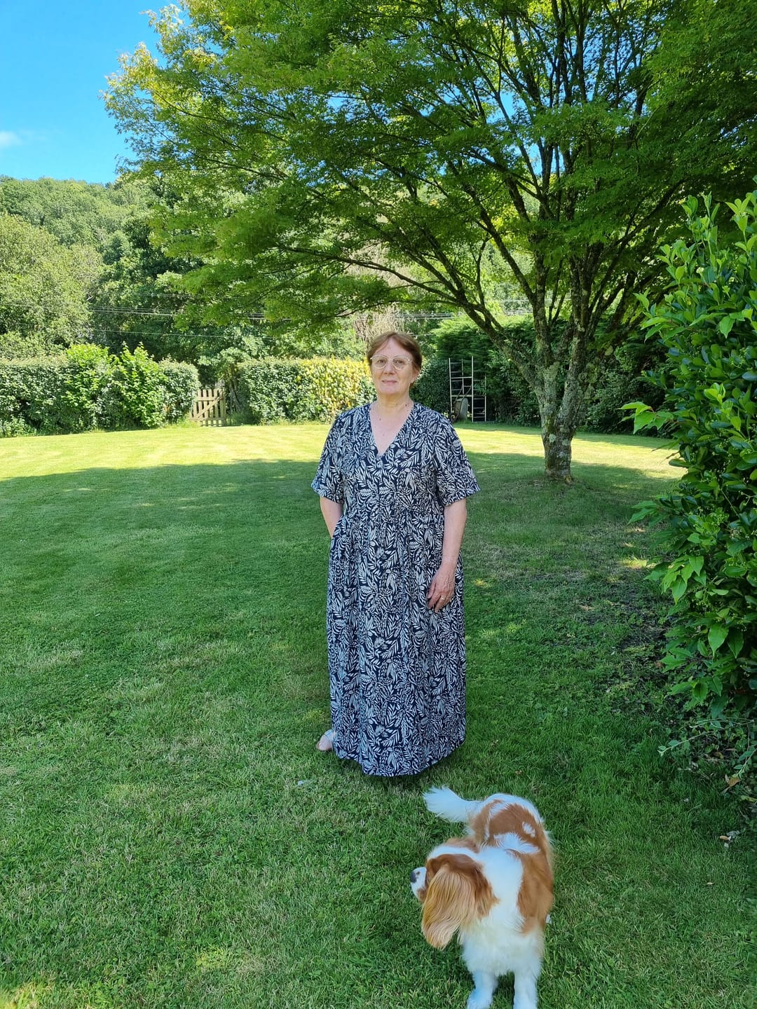 Customer photo review of Robe Édonie — Viscose herbier bleu nuit