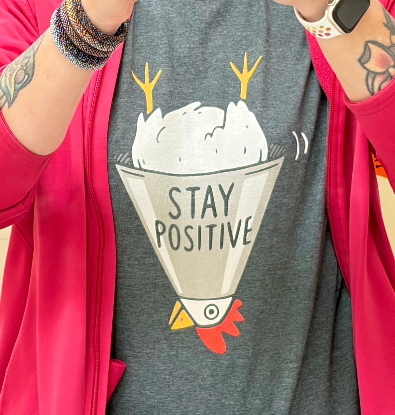 Customer photo review of Stay Positive T-Shirt