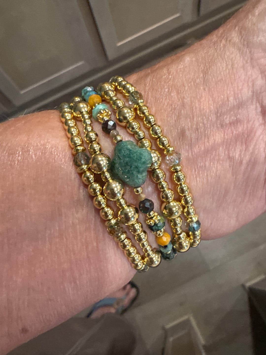 Customer photo review of Golden Oasis Stretch Apple Watch Strap