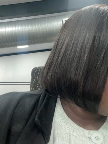 Customer photo review of Vietnamese Super Double Drawn Bone Straight 5x5 Glueless Closure 8" Natural Black Wig