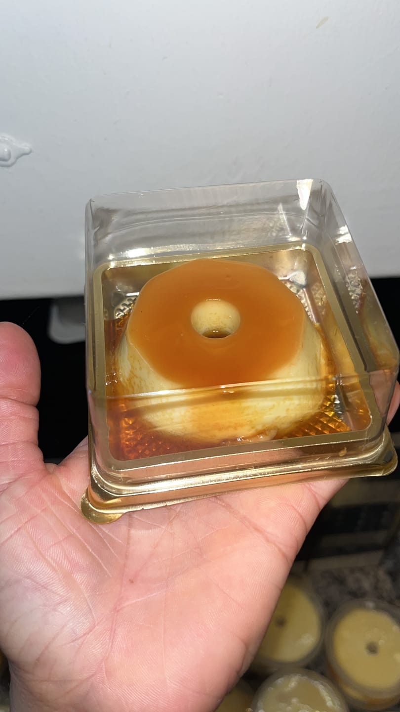 Customer photo review of Oven Safe Plastic Mini Pudding/Flan Pan With Lid - 20 Pack (80ml)
