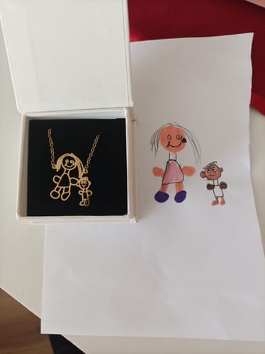Customer photo review of Personalized Child Drawing Necklace or Keychain