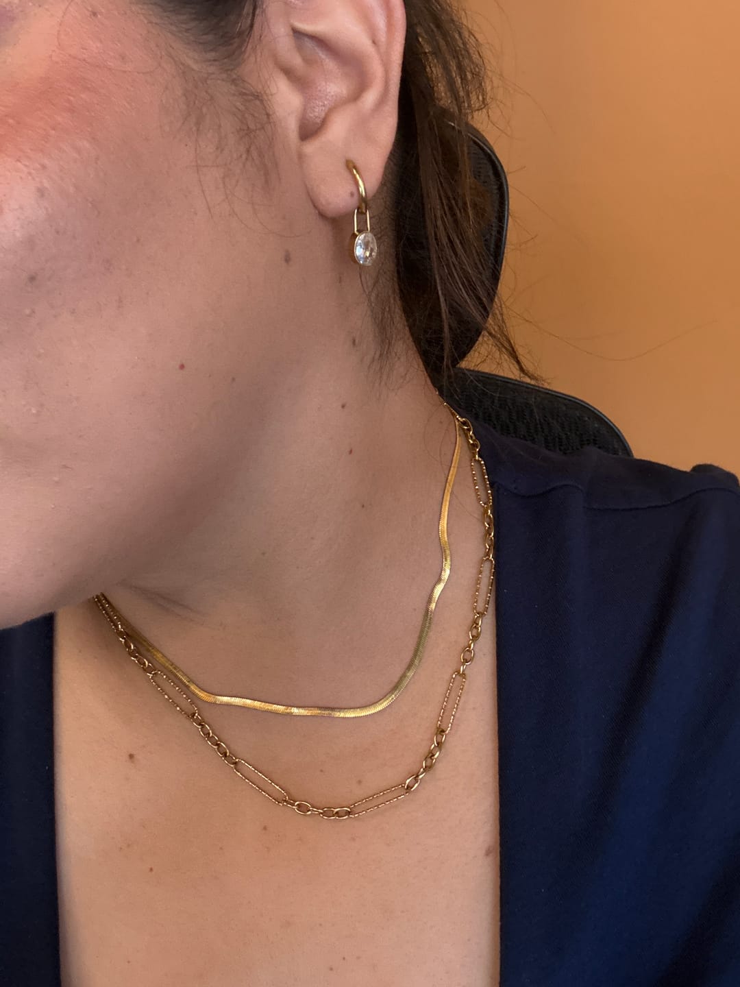 Customer photo review of Diamond Lock Earrings (Bundle)