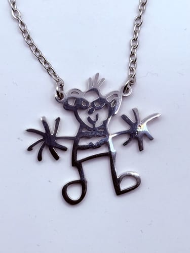 Customer photo review of Personalized Child Drawing Necklace or Keychain