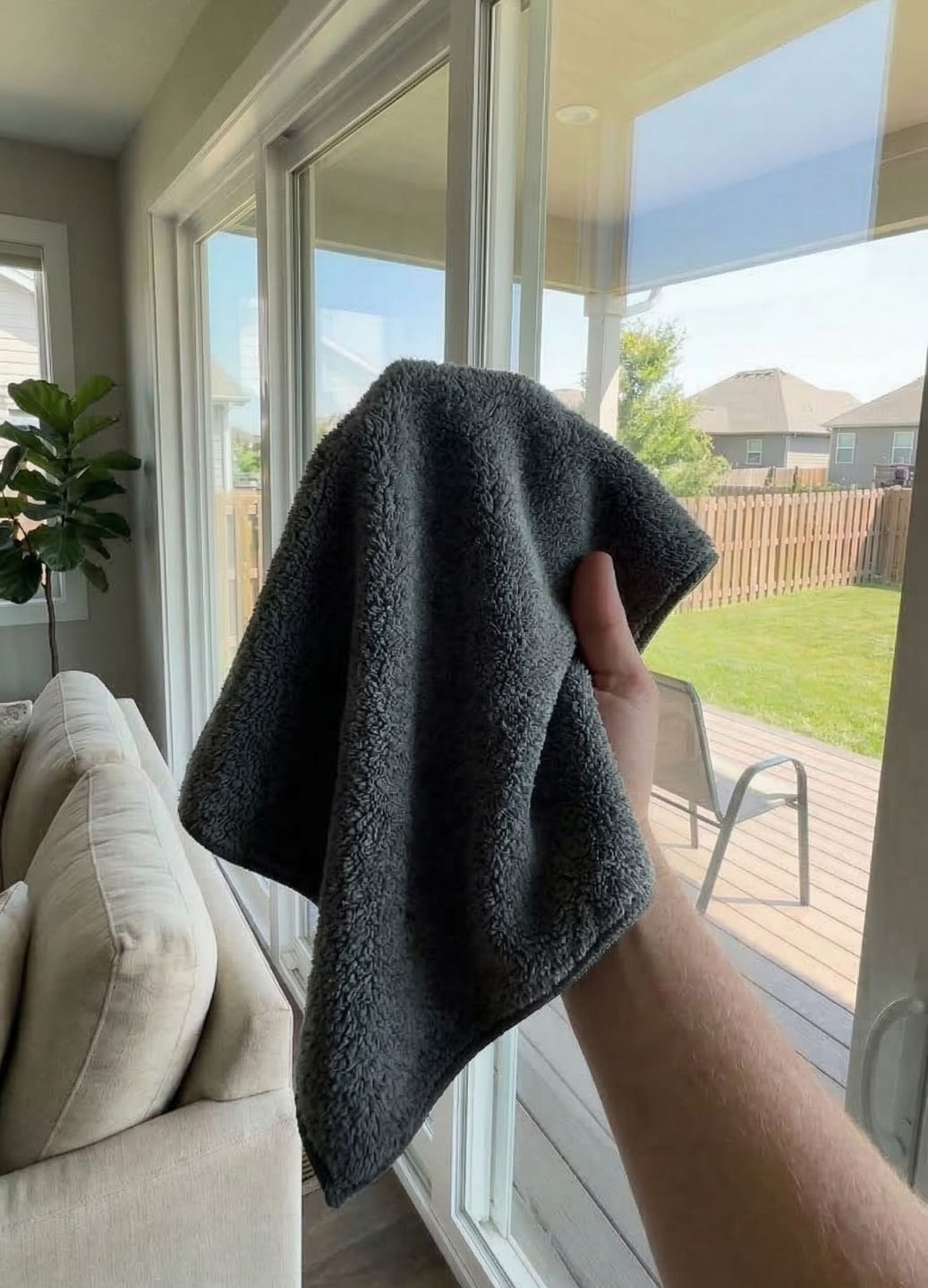 Customer photo review of JeaverCloth – the USA Favorite Window & Glass Door Cleaning Cloth (24x16 Inches)