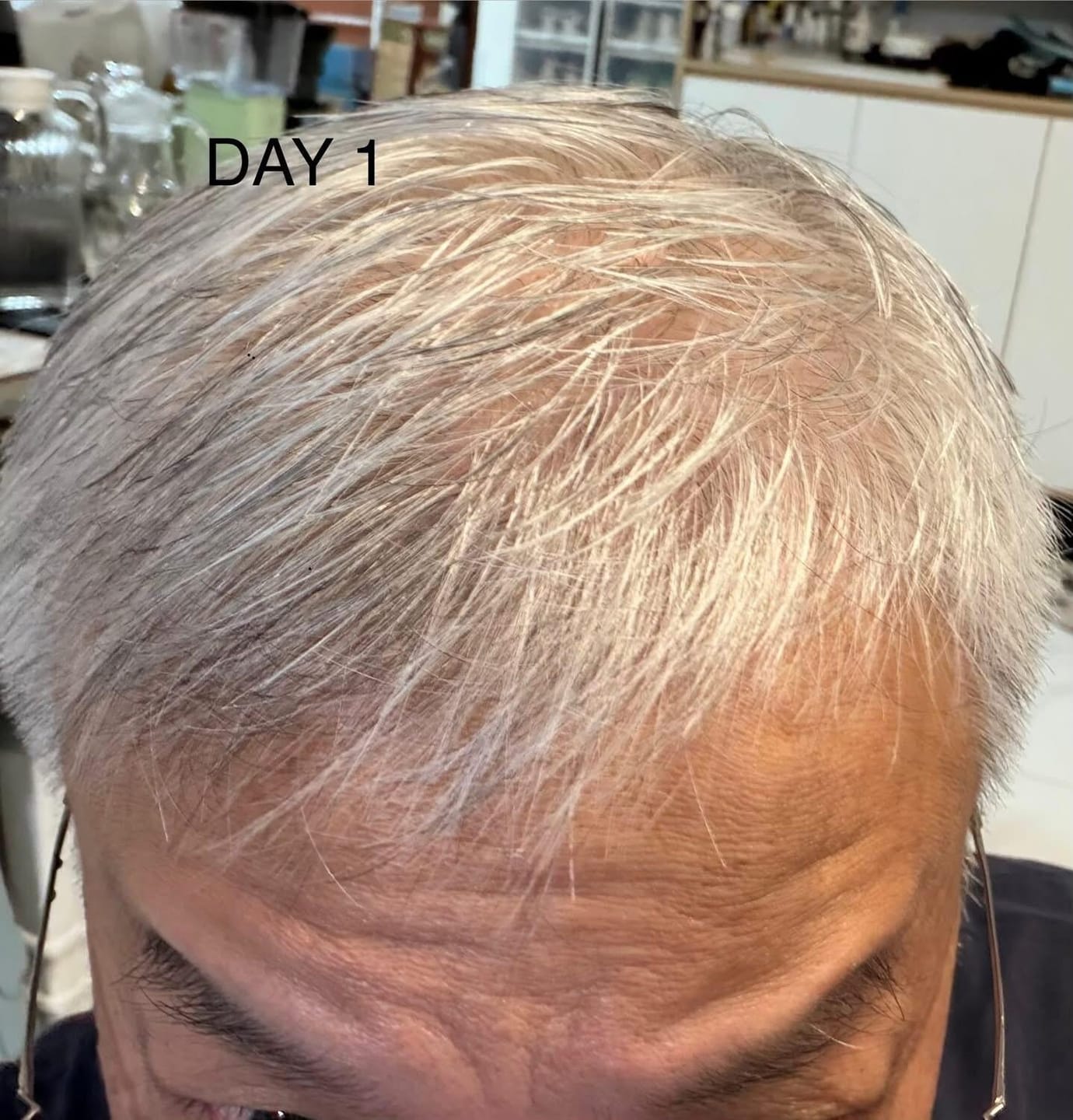 Customer photo review of GDS Hair Dye Shampoo — Grey Coverage in 3 Minutes