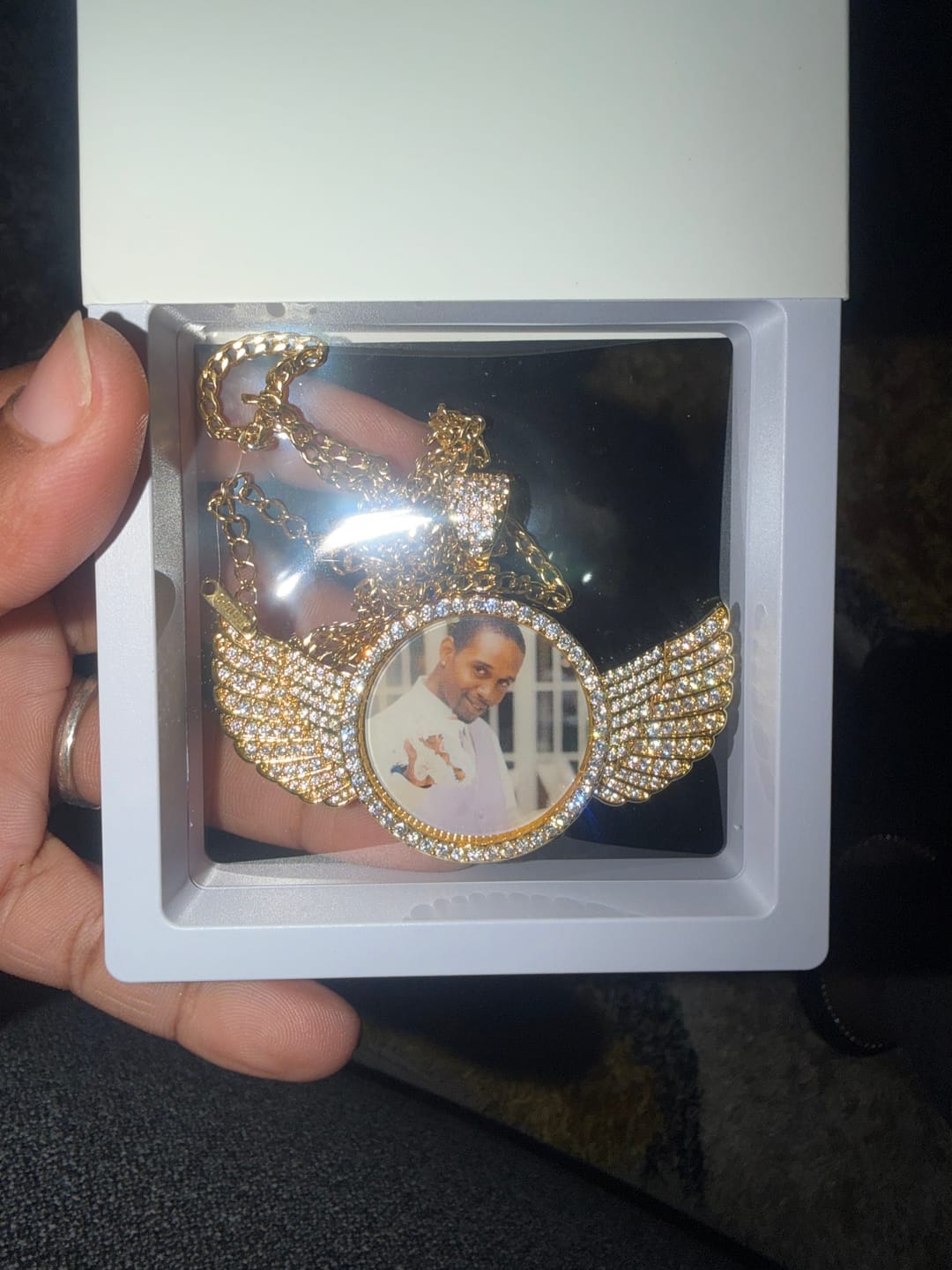 Customer photo review of Iced Angel Photo Pendant Chain