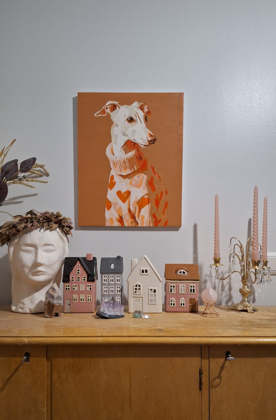 Customer photo review of Greyhound in Pink | Paint by Number