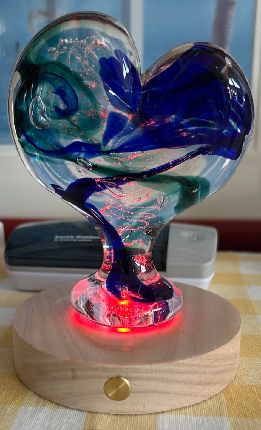Customer photo review of Glass Heart with Cremation Ash - Standing