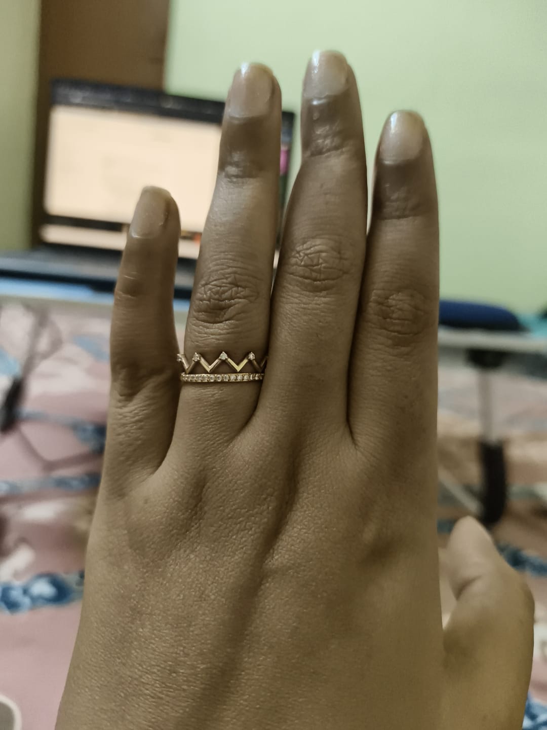 Customer photo review of Sparkling Serenity Gold Ring