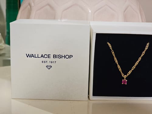 Customer photo review of Created Ruby Round Pendant in 9ct Yellow Gold