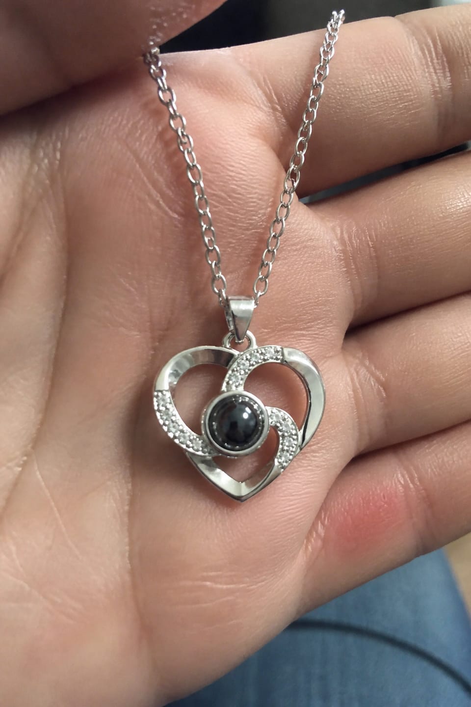 Customer photo review of Heart Projection Necklace
