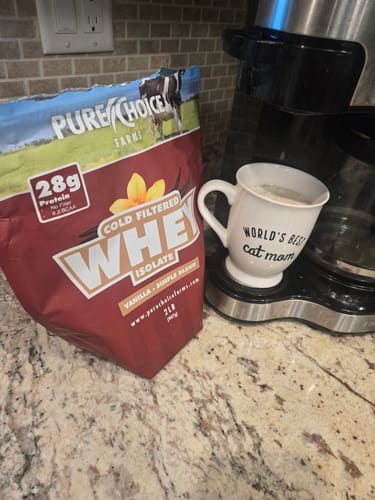Customer photo review of Whey Protein Isolate with Organic Vanilla