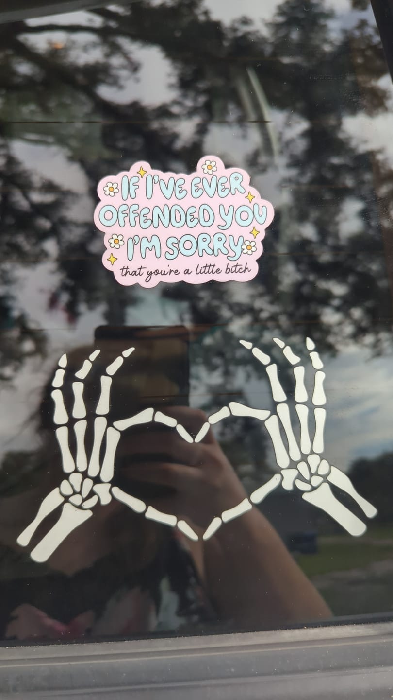 Customer photo review of If I've Ever Offended You Sticker