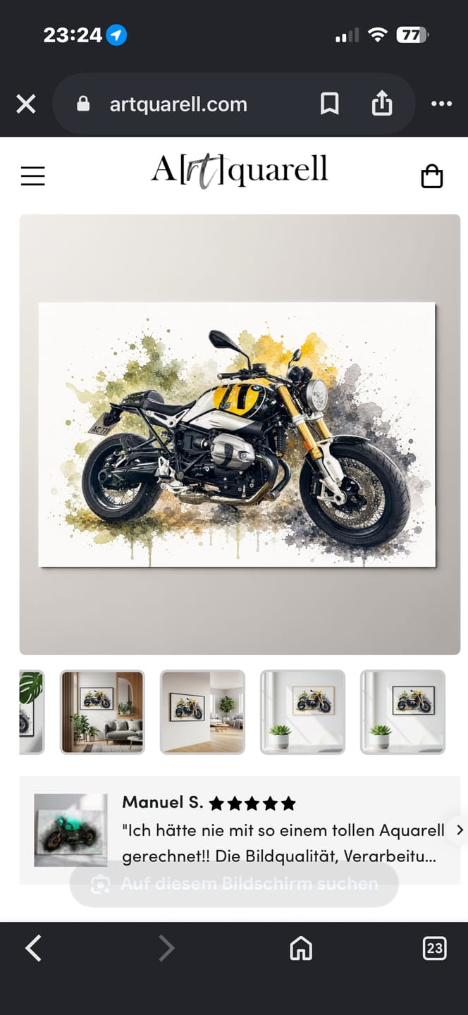 Customer photo review of Dein Auto als Kunstwerk – mit Live-Vorschau, als Poster oder Leinwand