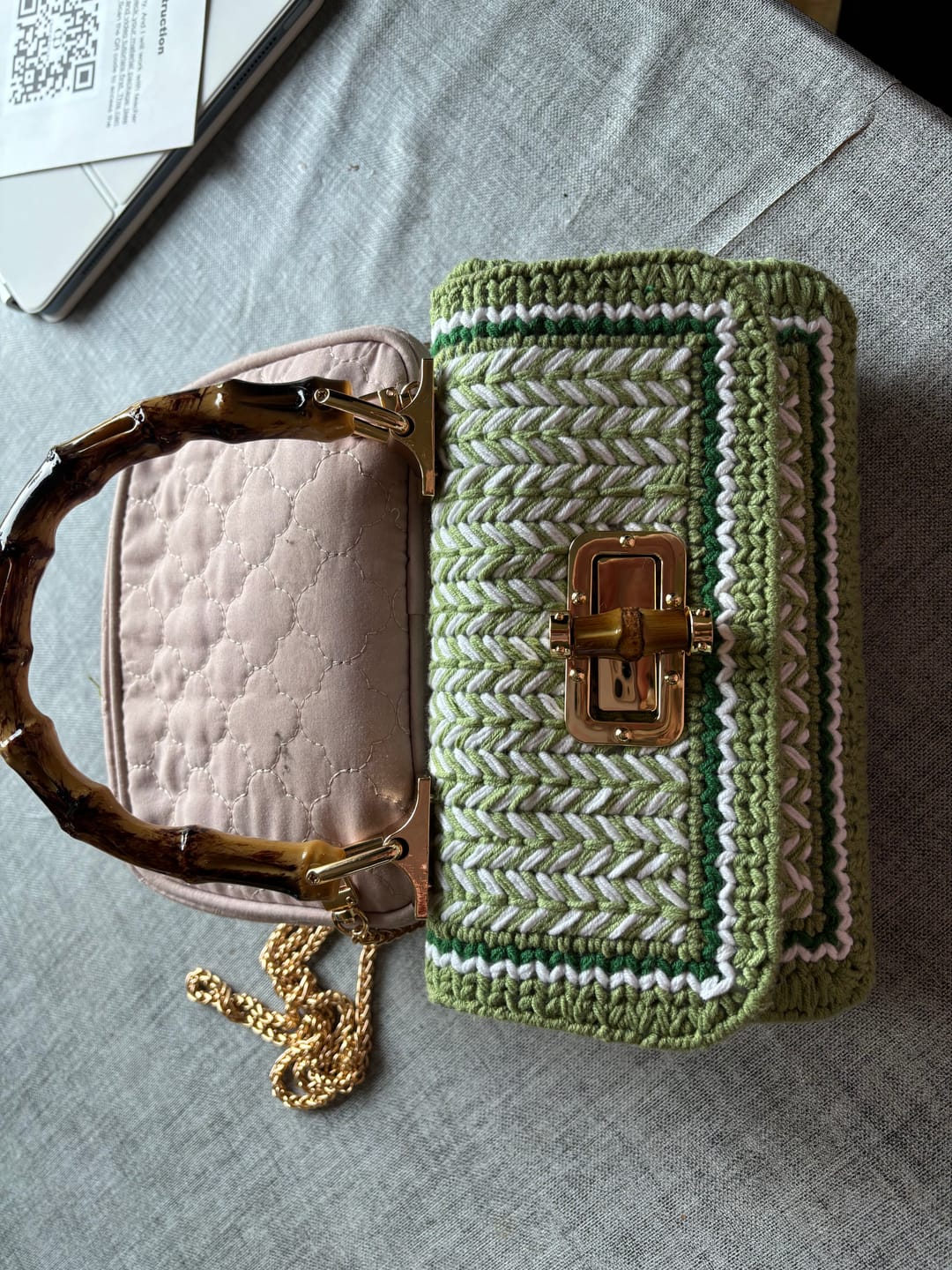 Customer photo review of CrochetPark™ Linden Whisper Clutch Cross Stitch DIY kit