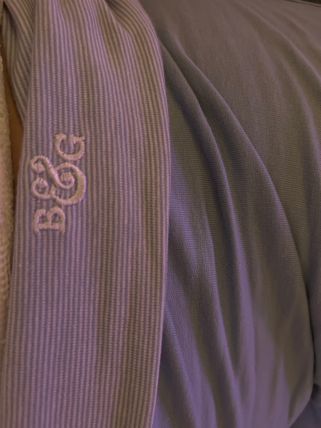 Customer photo review of Etalie Fold-Over Joggers - Dusky Blue & White Stripe