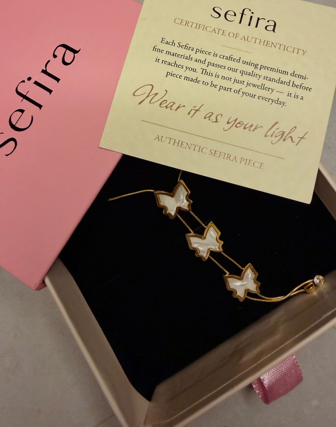 Customer photo review of Flutterfall Lariat Necklace