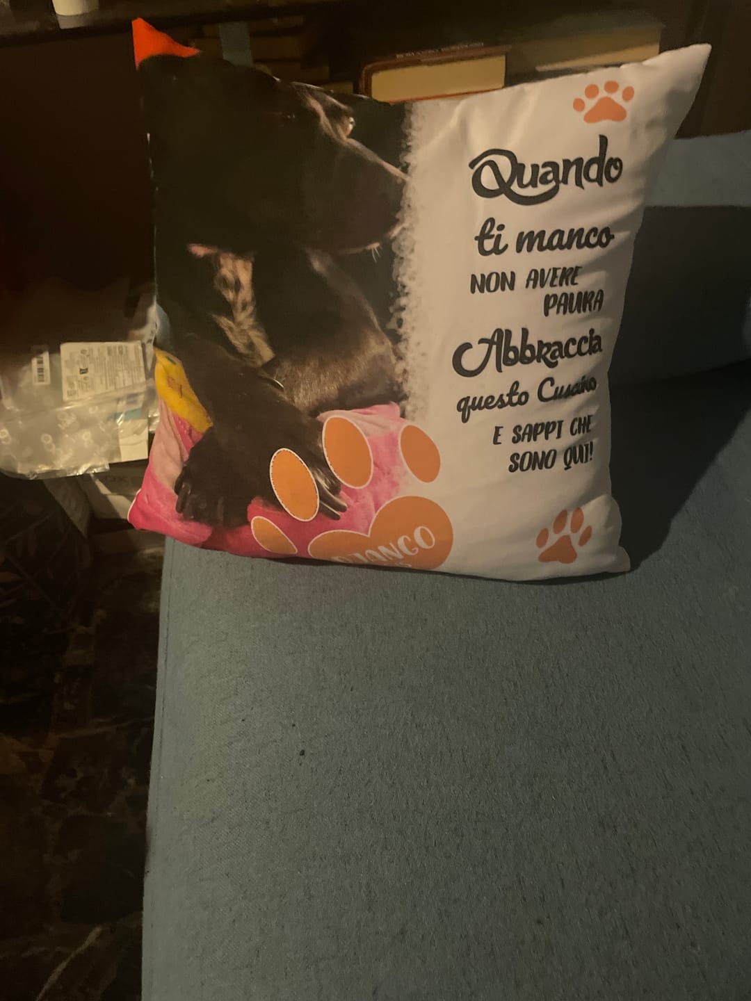 Customer photo review of Quando ti manco - Cuscino personalizzato