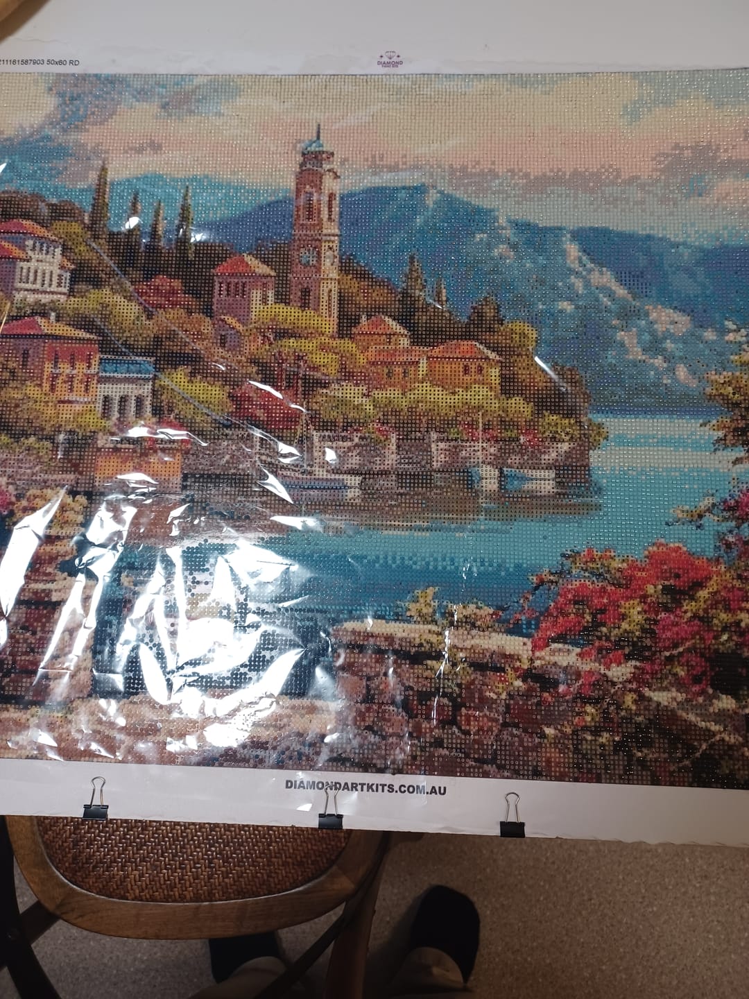 Customer photo review of Full Drill - 5D DIY Diamond Painting Kits Beautiful Town By the Lake Scenery
