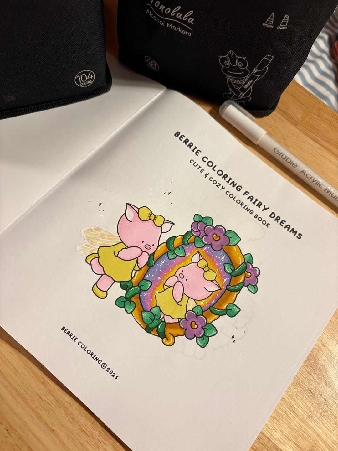 Customer photo review of Ohuhu Honolulu 48 Colors Dual Tips Alcohol Art Markers (New Color Codes)