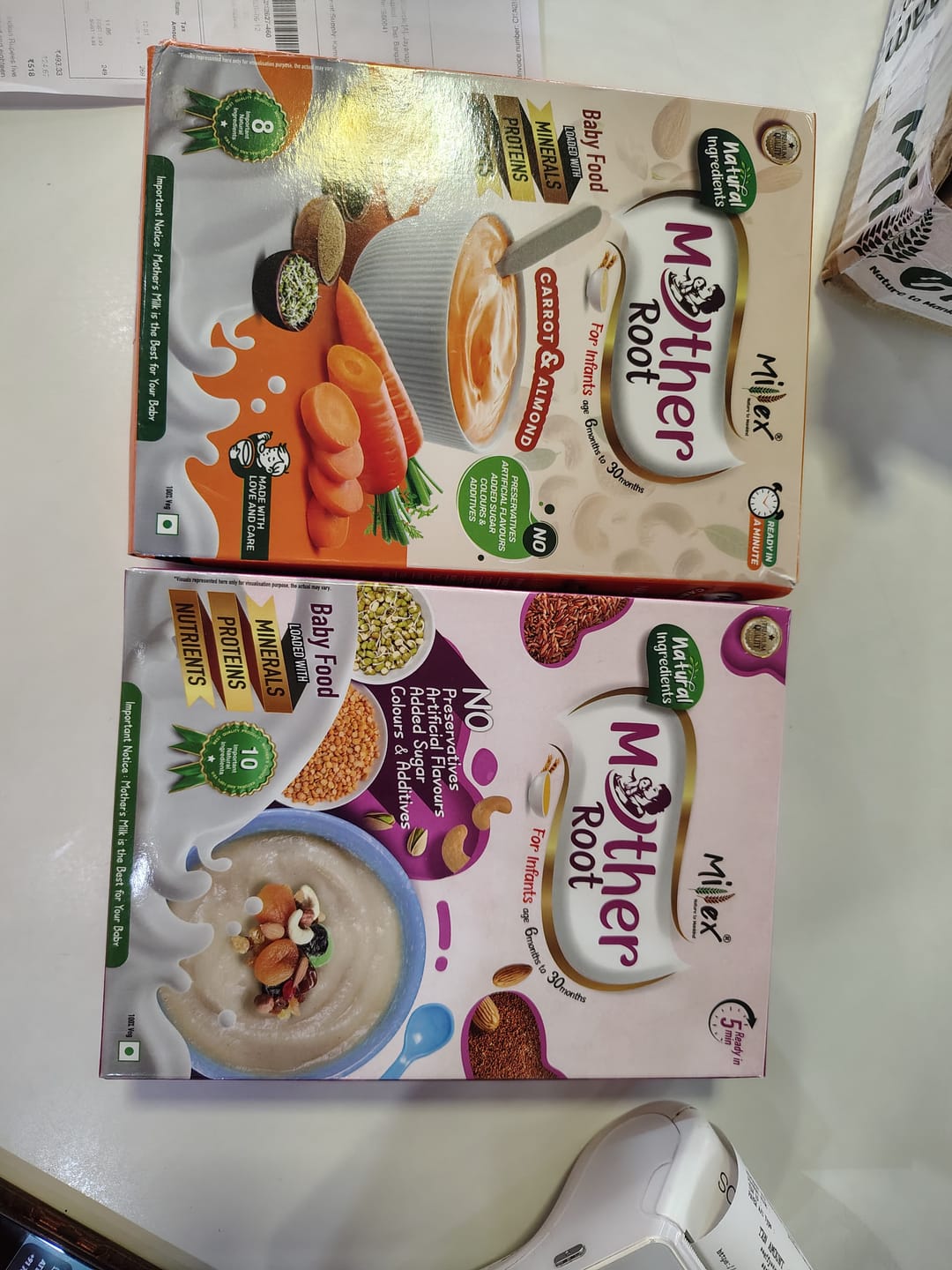 Customer photo review of Value/introductory Combos | Mother Root Carrot & Almond |  Banana & Sprouts (Total 800g - each 400g)