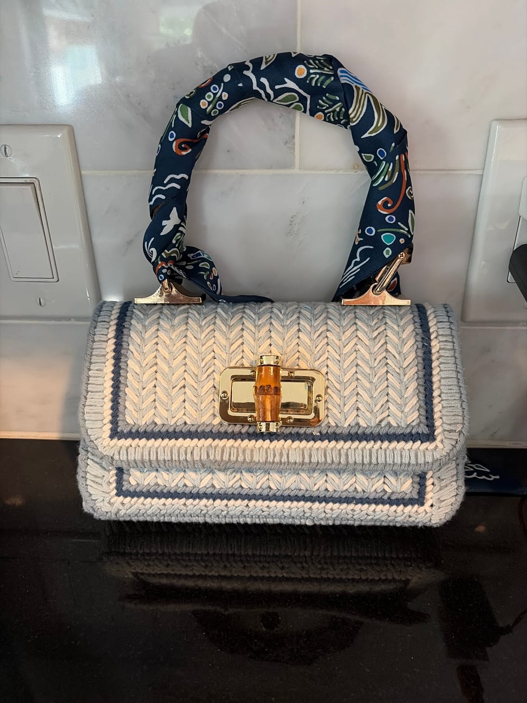 Customer photo review of Linden Whisper Clutch Cross Stitch DIY kit