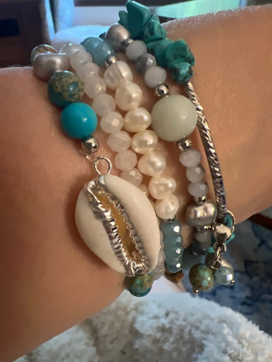 Customer photo review of Turquoise Tide Stretch Apple Watch Strap