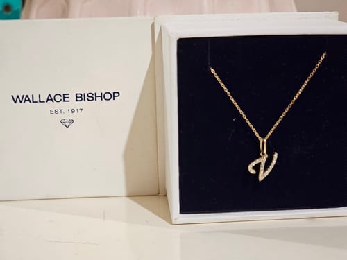 Customer photo review of 9ct Yellow Gold Initial Pendant Diamond Necklace TGW 0.071