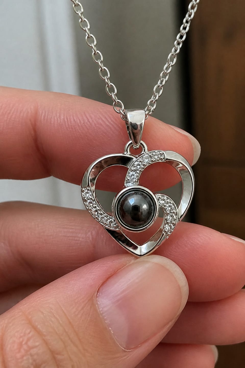 Customer photo review of Heart Projection Necklace