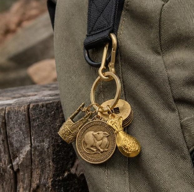 Customer photo review of FuAttract Fortune Protection Energy Flow Chinese Zodiac Brass Keychain