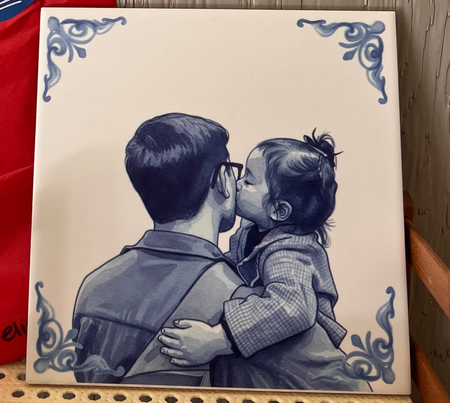 Customer photo review of Delfts Blauw tegeltje bedrukken met jouw foto