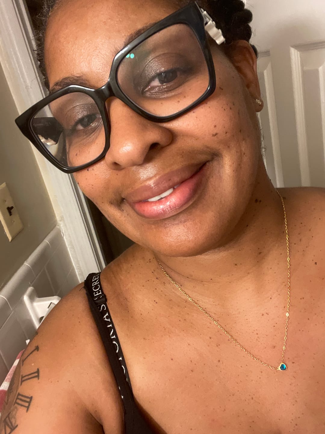 Customer photo review of Heart Birthstone Necklace