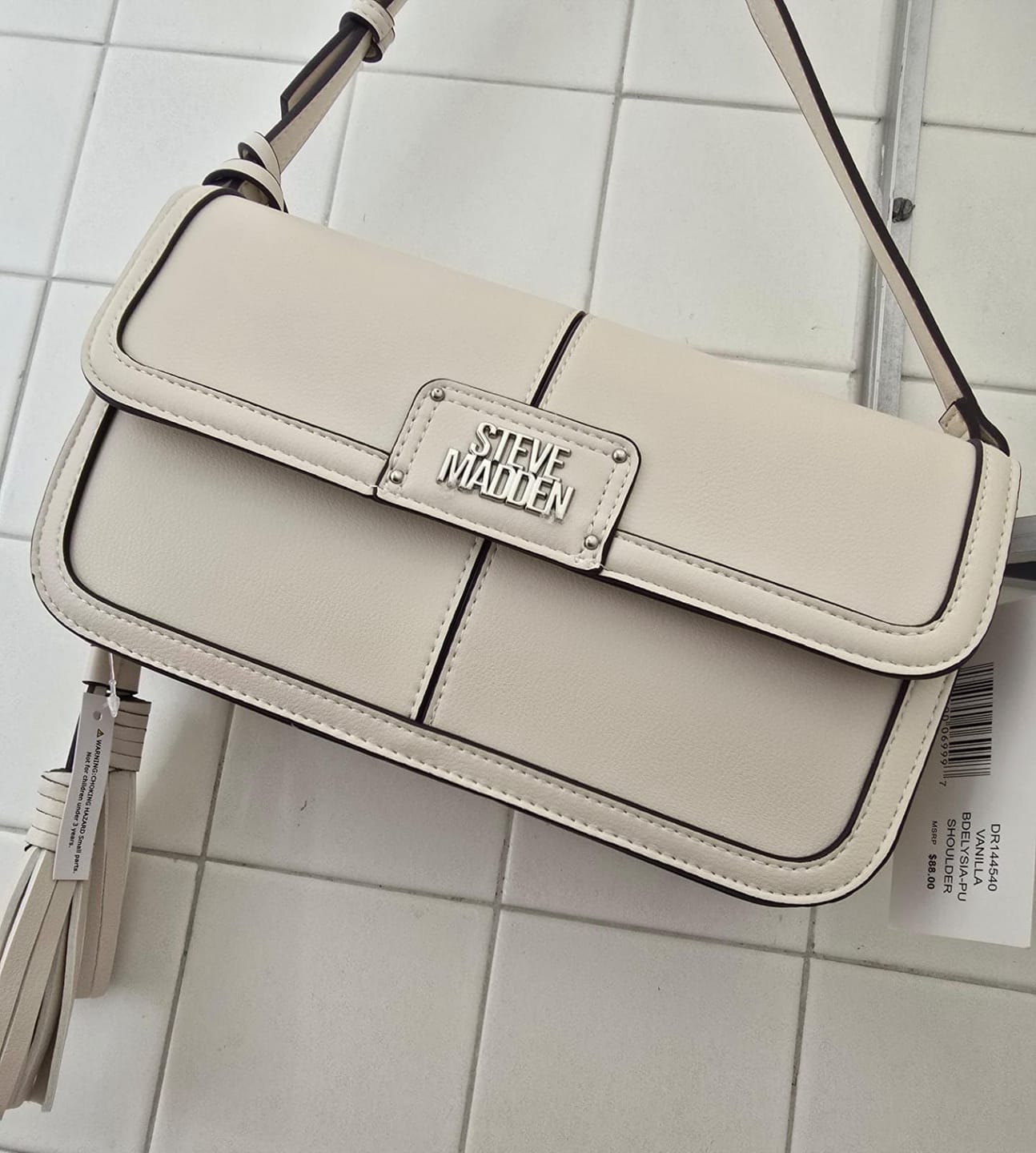 Customer photo review of Bolso Tote Steve Madden Blanco