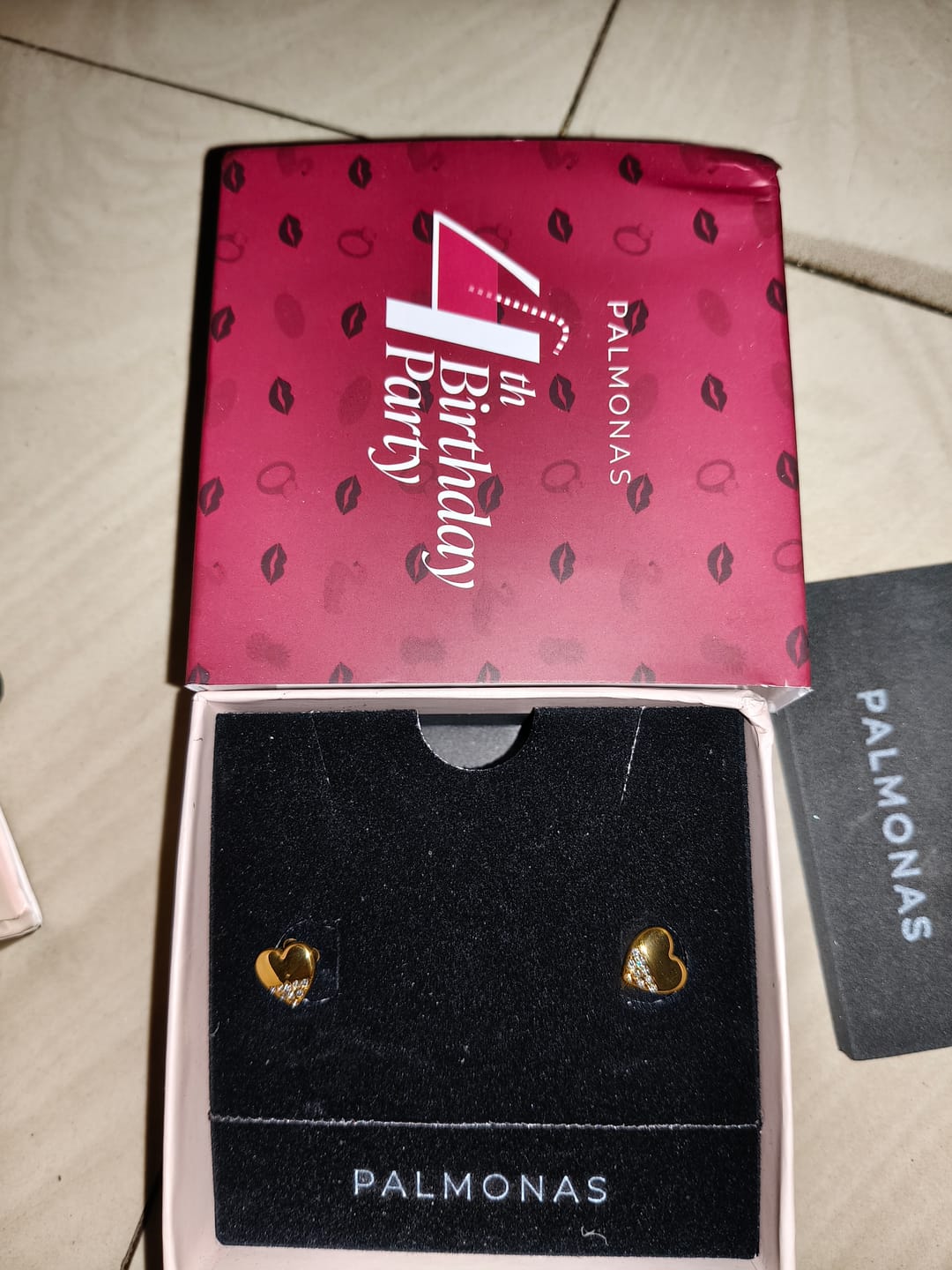 Customer photo review of Stone Studded Heart Earrings