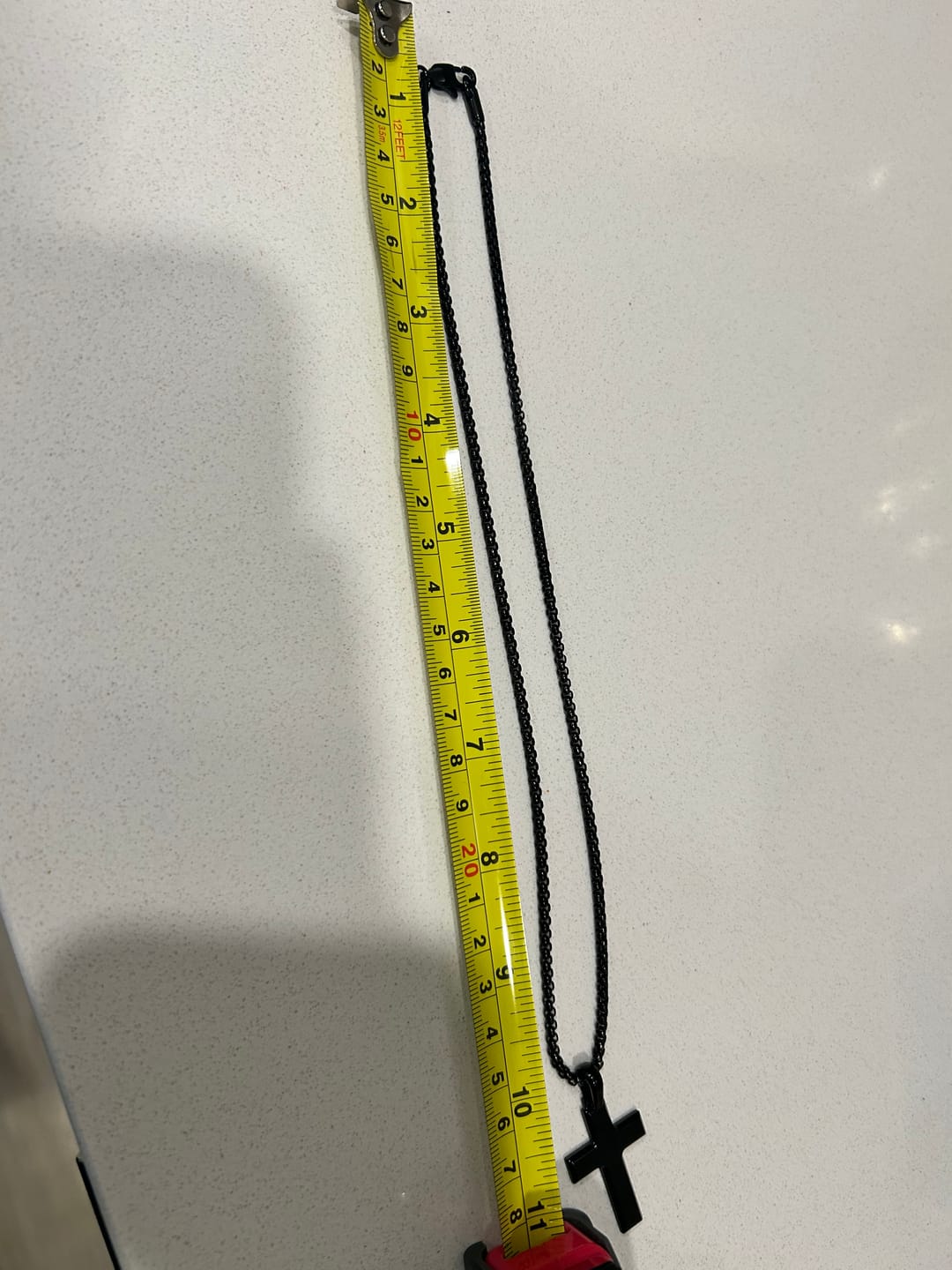 Customer photo review of Beveled Edge Cross Pendant