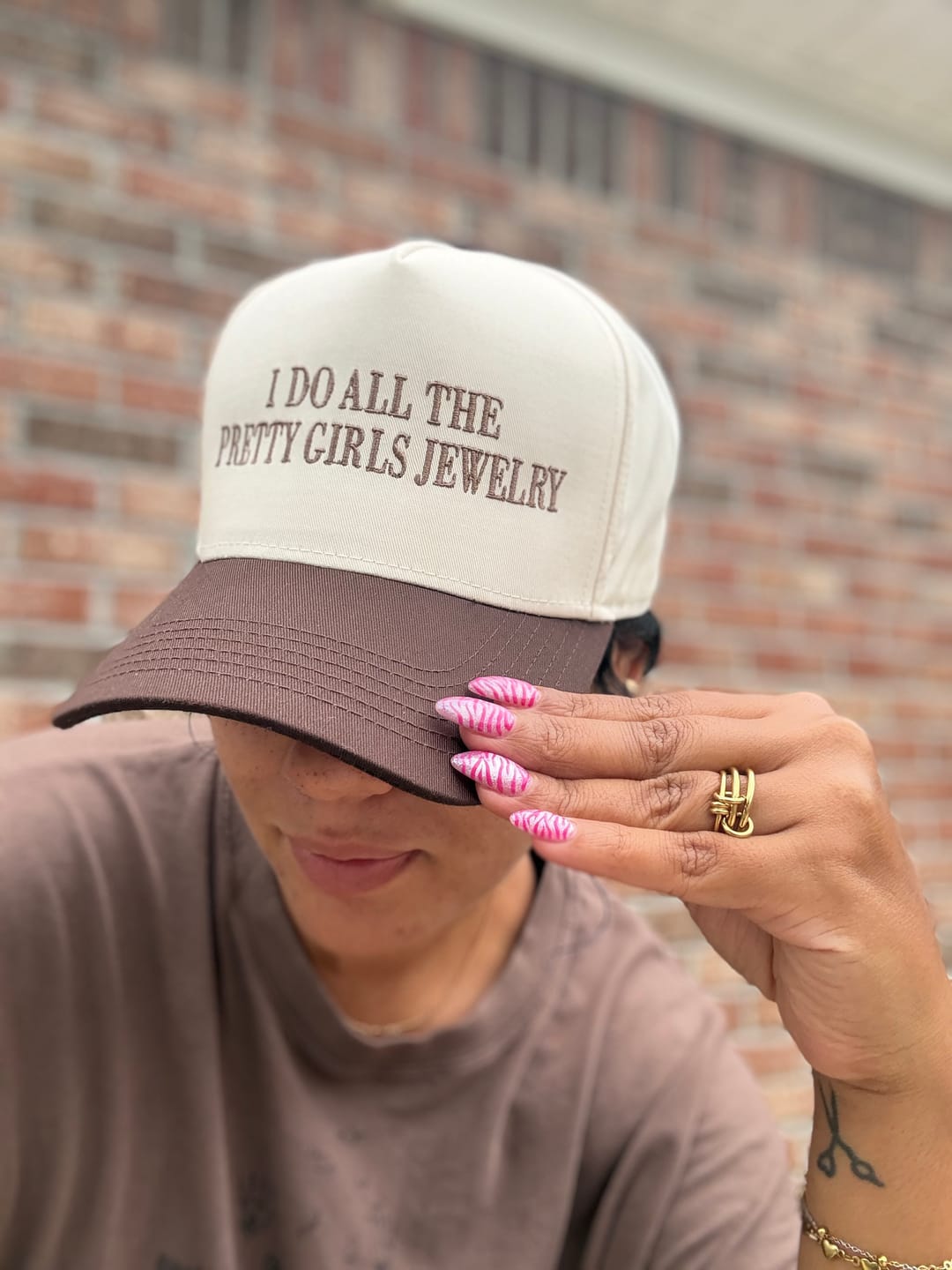 Customer photo review of I do all the pretty girls jewelry- Trucker Hat