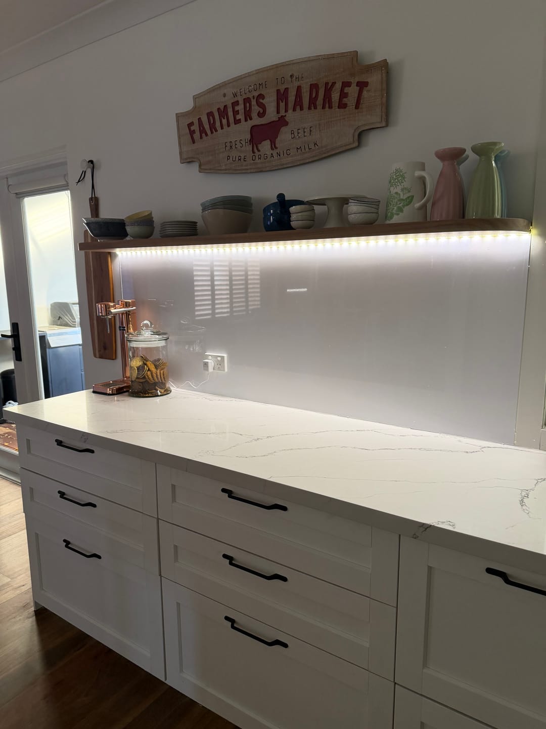 Customer photo review of Curved Floating Shelf (Spotted Gum)