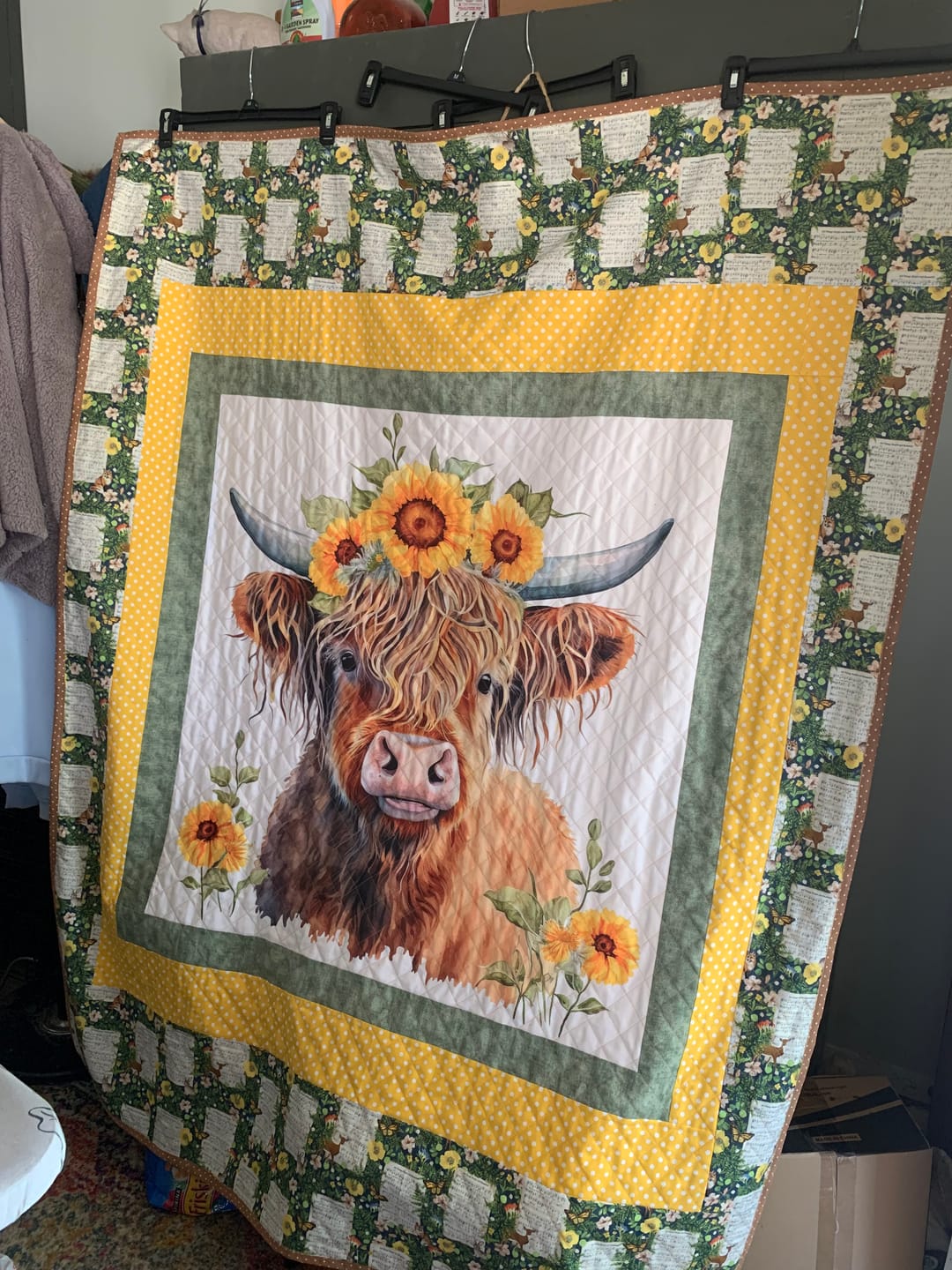 Customer photo review of Sunflowers & Highland Cows #4 Fabric Panel